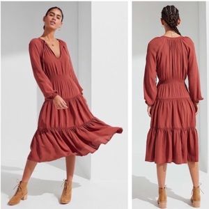 Urban Outfitters Terracotta Tiered Midi Dress